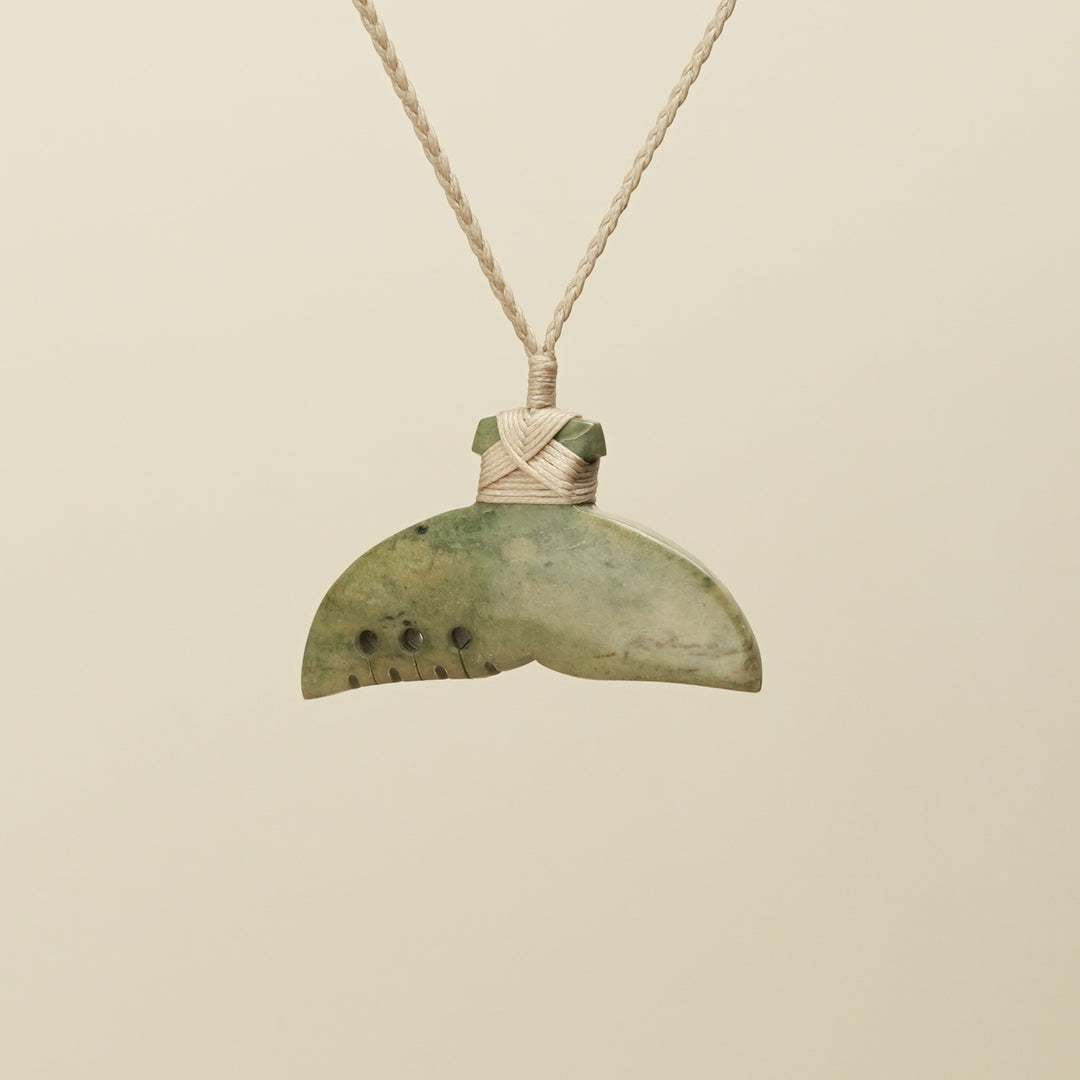Whale's Tail Raukaraka Pounamu Medium Pendant