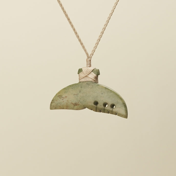 Whale's Tail Raukaraka Pounamu Medium Pendant