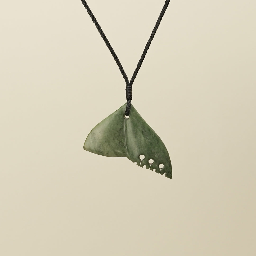 Whale's Tail Raukaraka Pounamu Medium Pendant