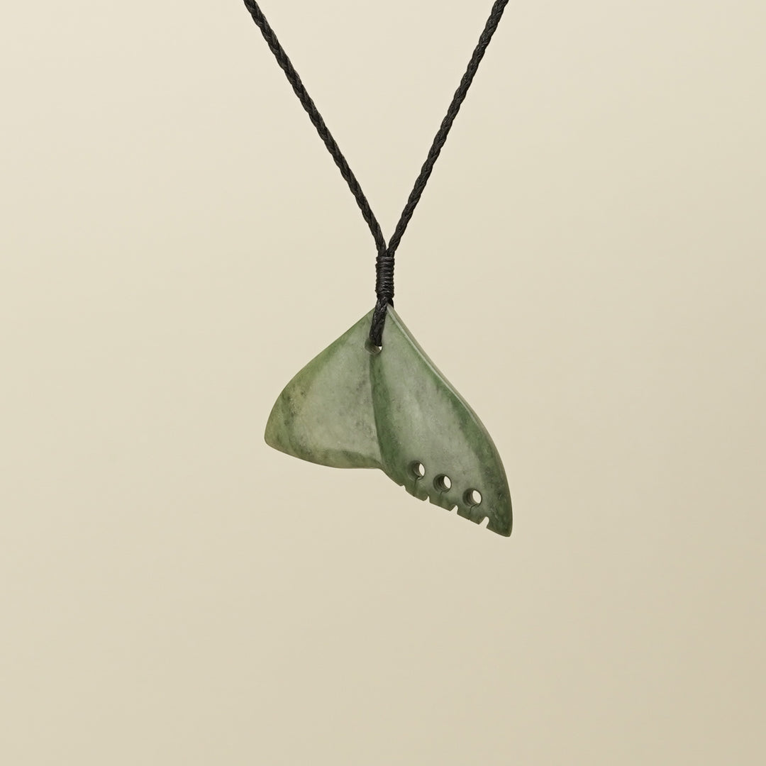 Whale's Tail Raukaraka Pounamu Medium Pendant