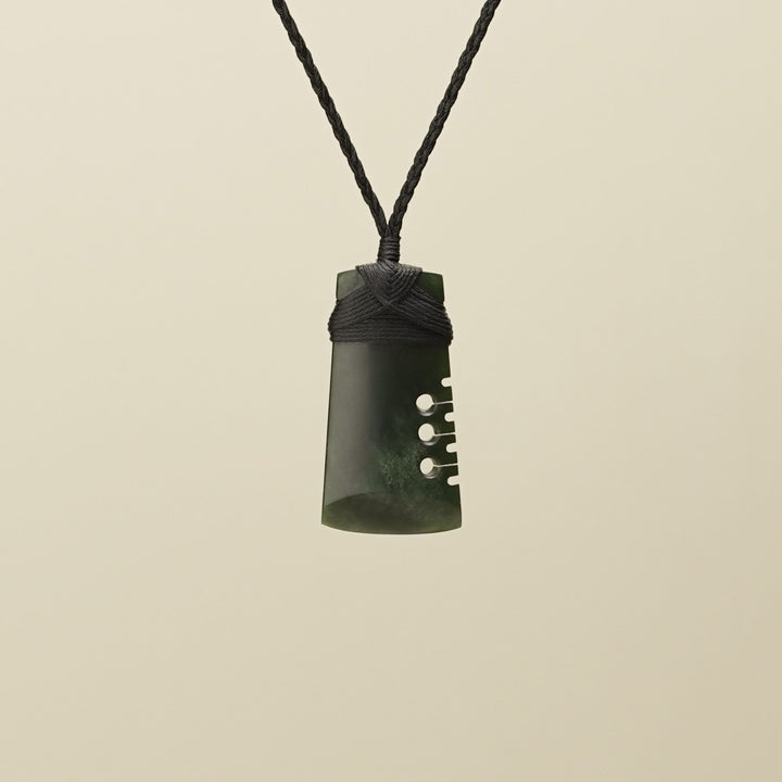 Notched Toki Kawakawa Small Pounamu Pendant