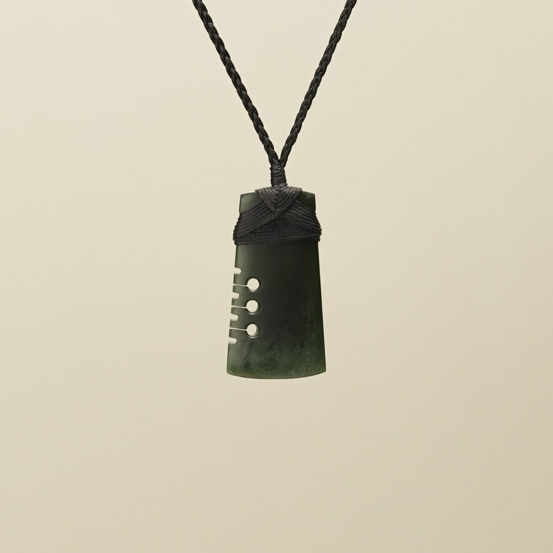 Notched Toki Kawakawa Small Pounamu Pendant