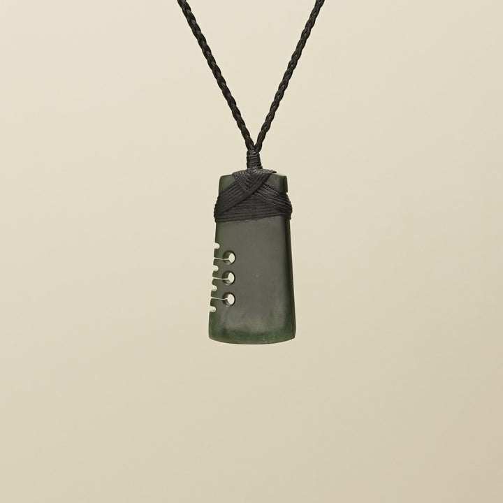 Notched Toki Kawakawa Small Pounamu Pendant