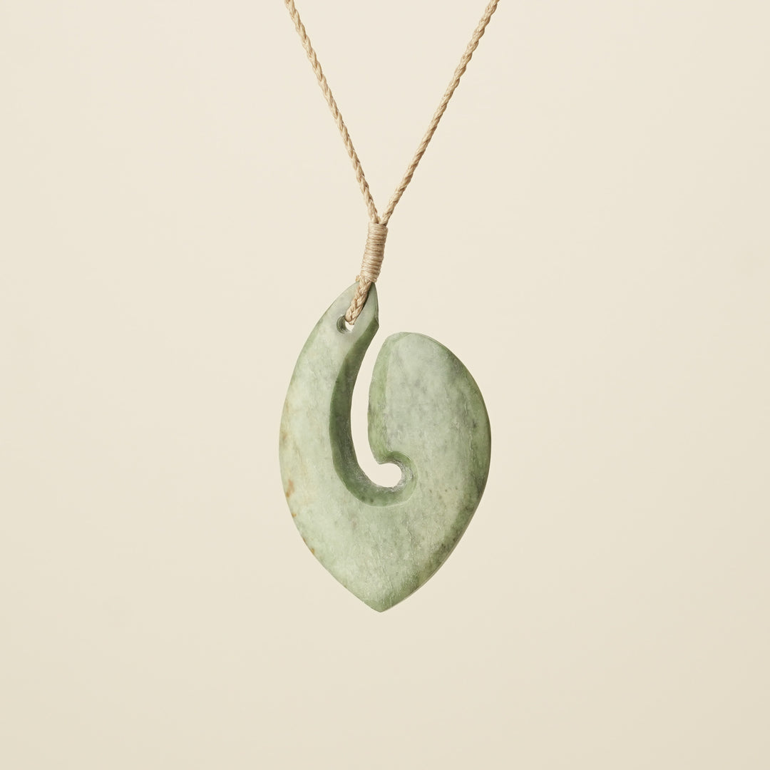 Hei Matau Flower Greenstone Medium Large