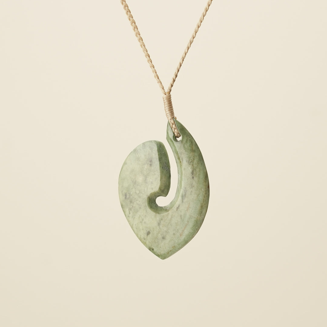 Hei Matau Flower Greenstone Medium Large
