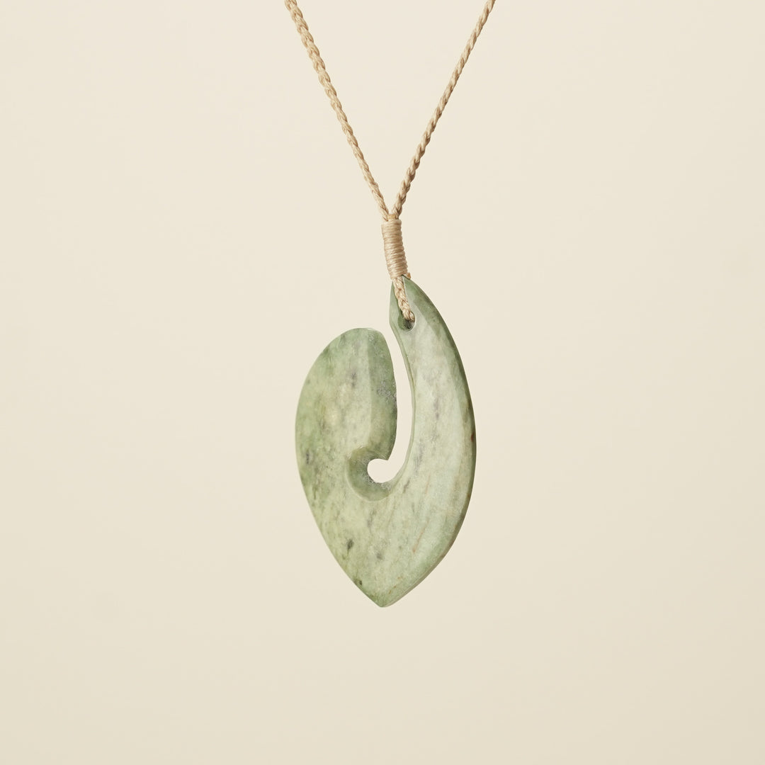 Hei Matau Flower Greenstone Medium Large