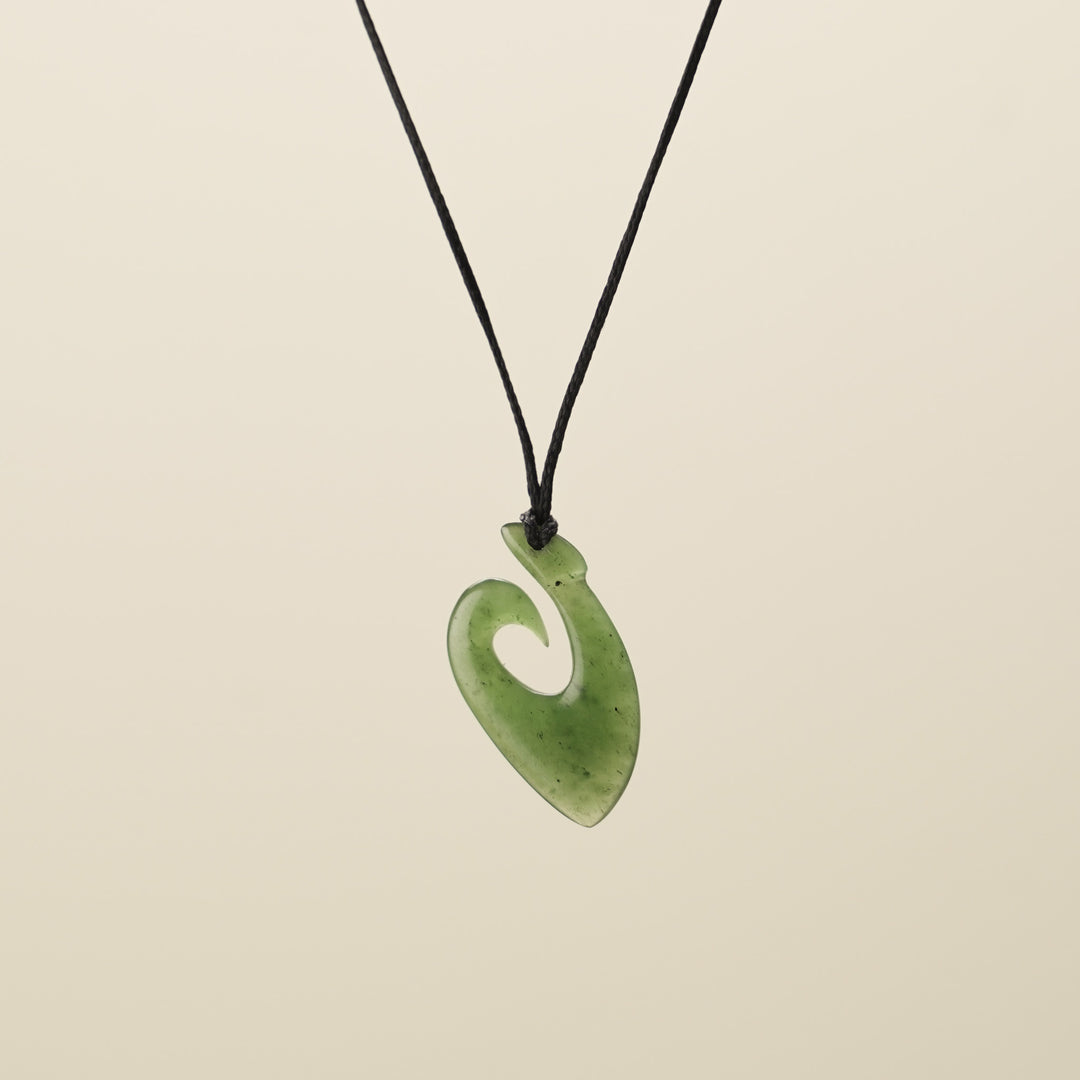 Small Greenstone Hei Matau Pendant