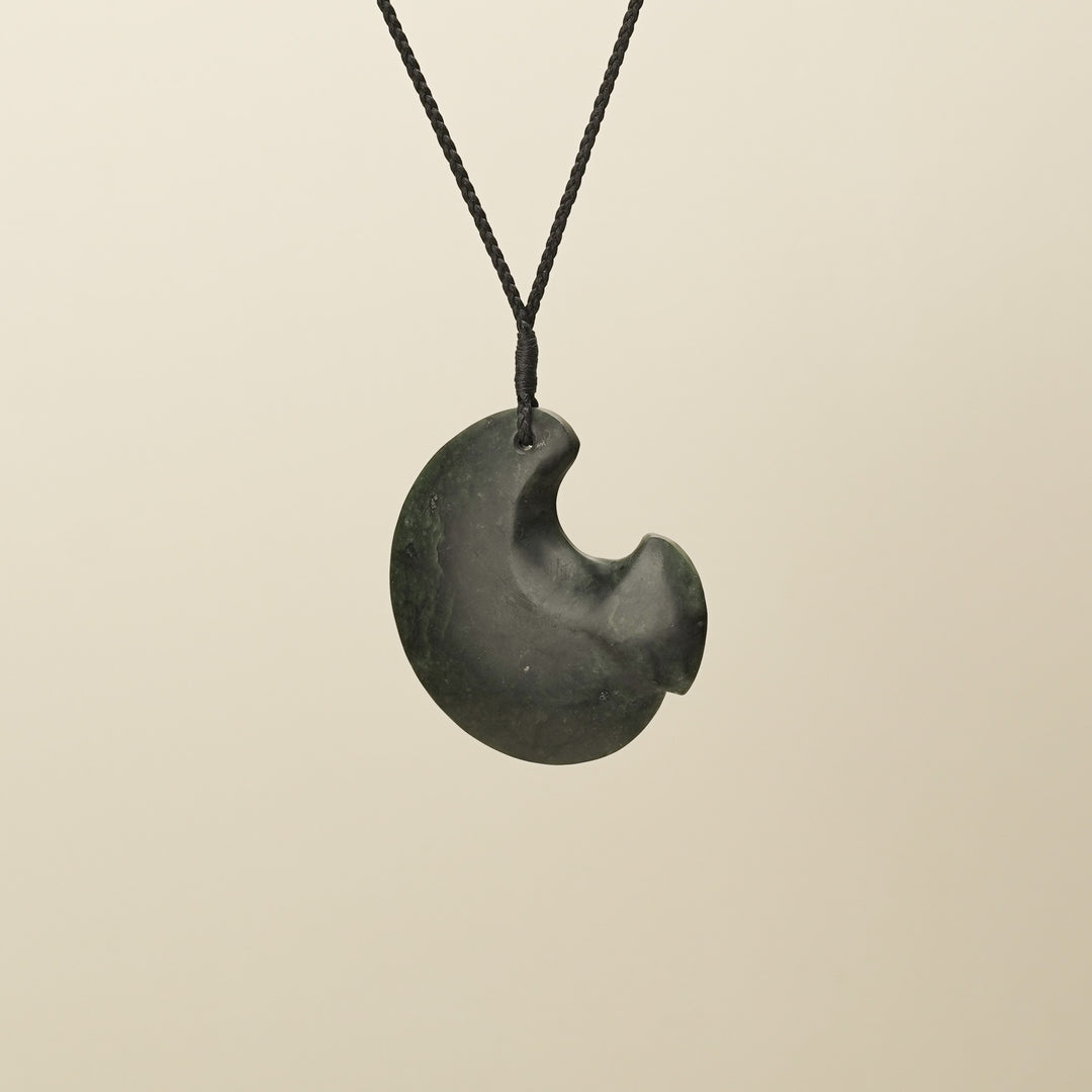 Hapopo Pounamu Hei Matau Pendant Large