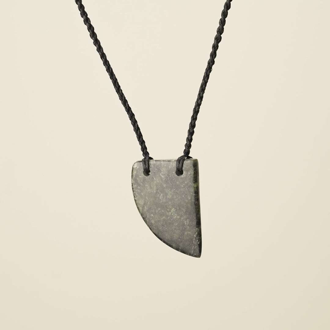 Niho Tooth Pounamu Medium Pendant, Black Binding