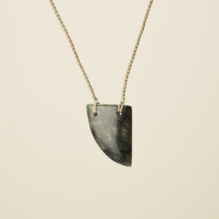 Niho Tooth Pounamu Medium Pendant, Tan Binding