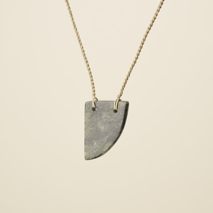 Niho Tooth Pounamu Medium Pendant, Tan Binding