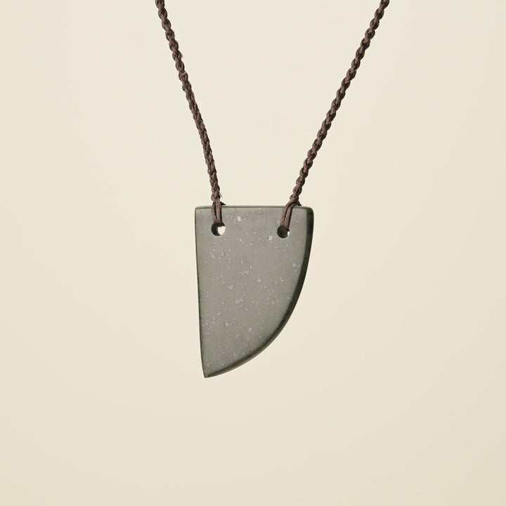 Niho Tooth Pounamu Medium Pendant, Brown Binding