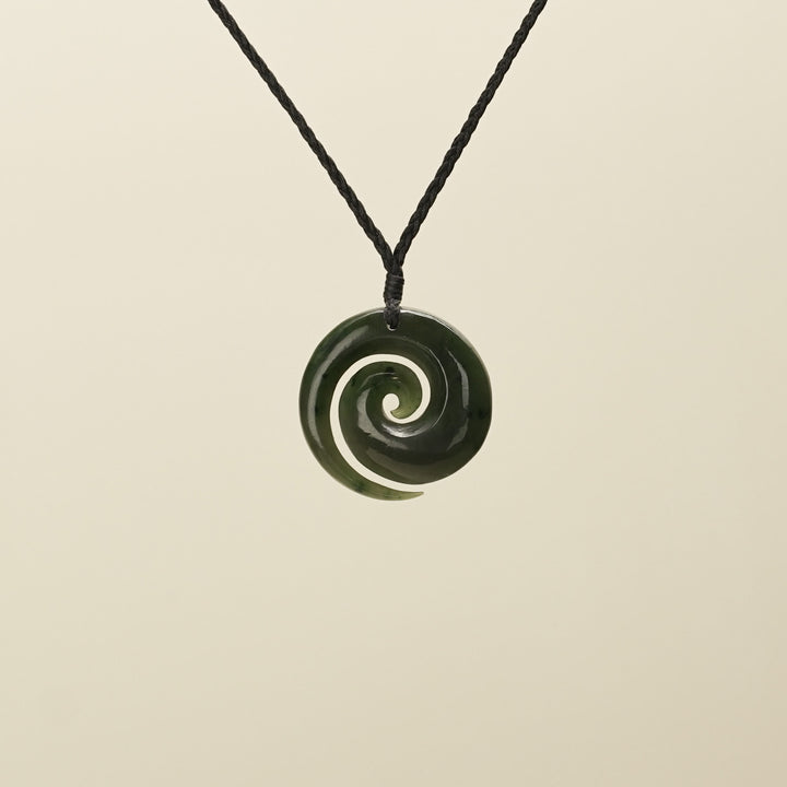 Open Koru Kawakawa Pounamu Medium Pendant