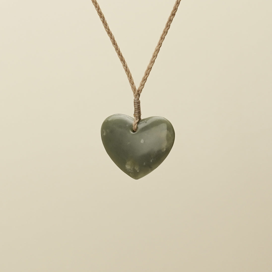 Manawa Heart Inanga Pounamu Pendant Small