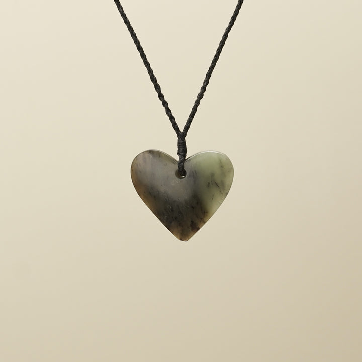 Manawa Heart Inanga Medium Pounamu Pendant