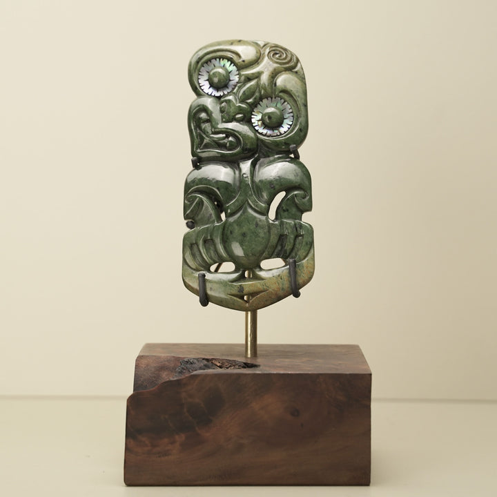 Hei Tiki Flower (Putiputi) Pounamu Sculpture
