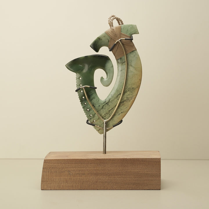 Hei Matau Inanga Raukaraka Notched Pounamu Sculpture