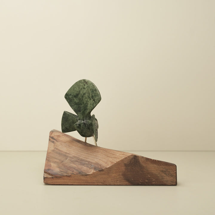 Pīwaiwaka (Fantail) Pounamu Whakairo Sculpture
