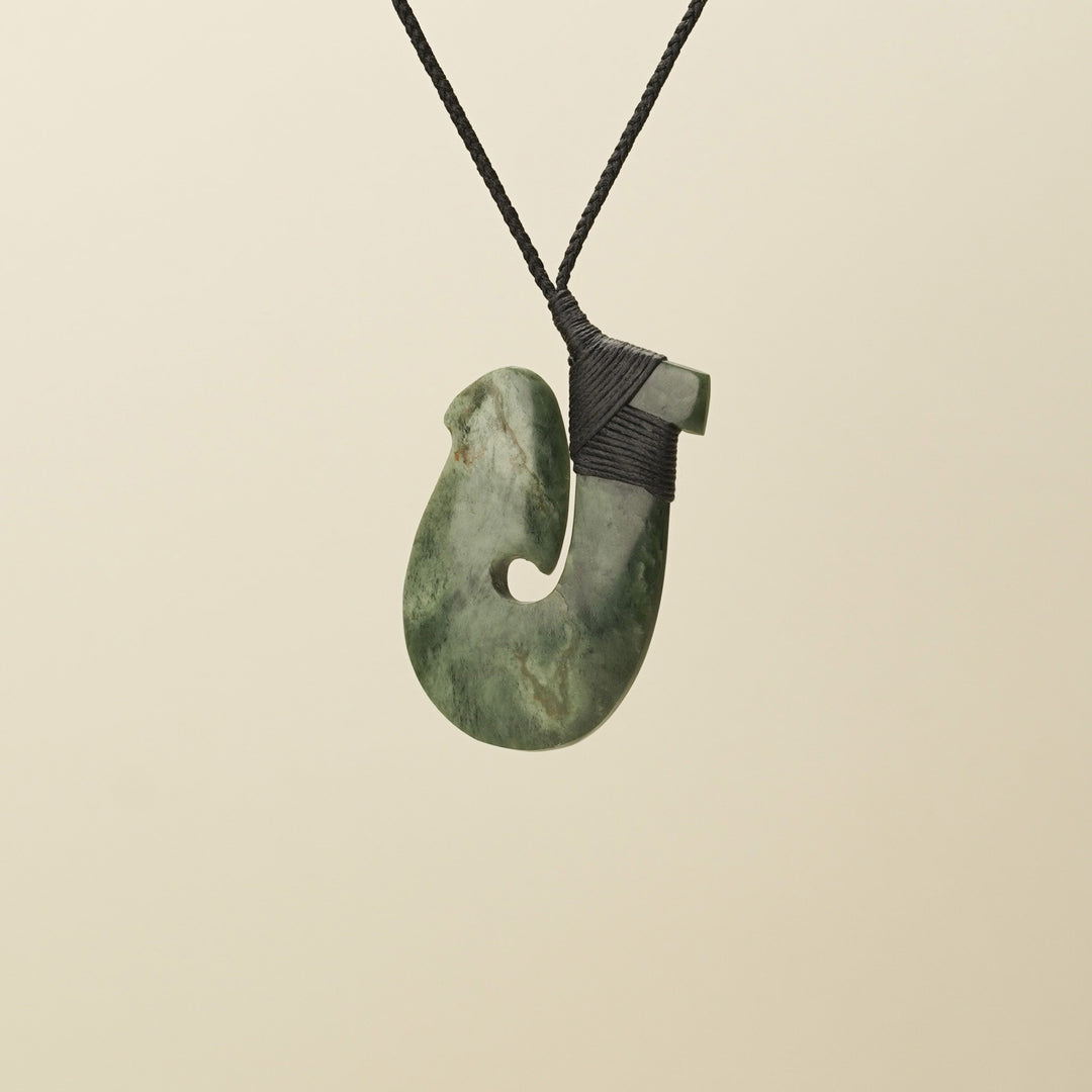 Large Inanga Pounamu Hei Matau Pendant