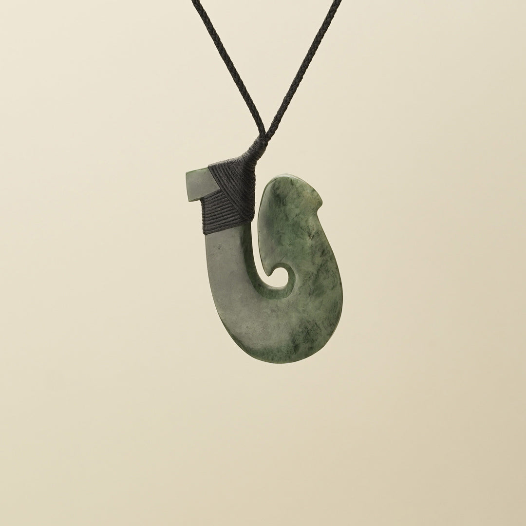 Large Inanga Pounamu Hei Matau Pendant