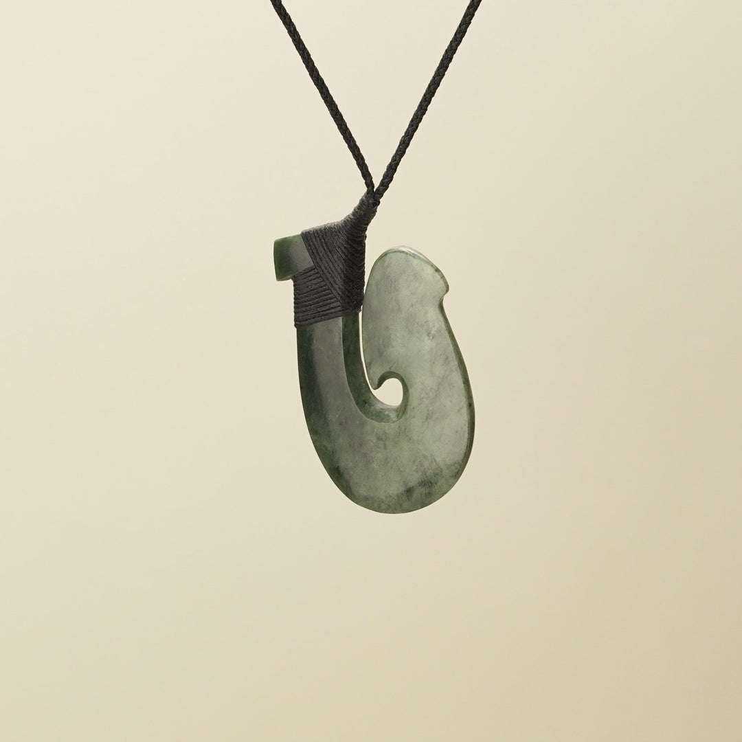 Large Inanga Pounamu Hei Matau Pendant