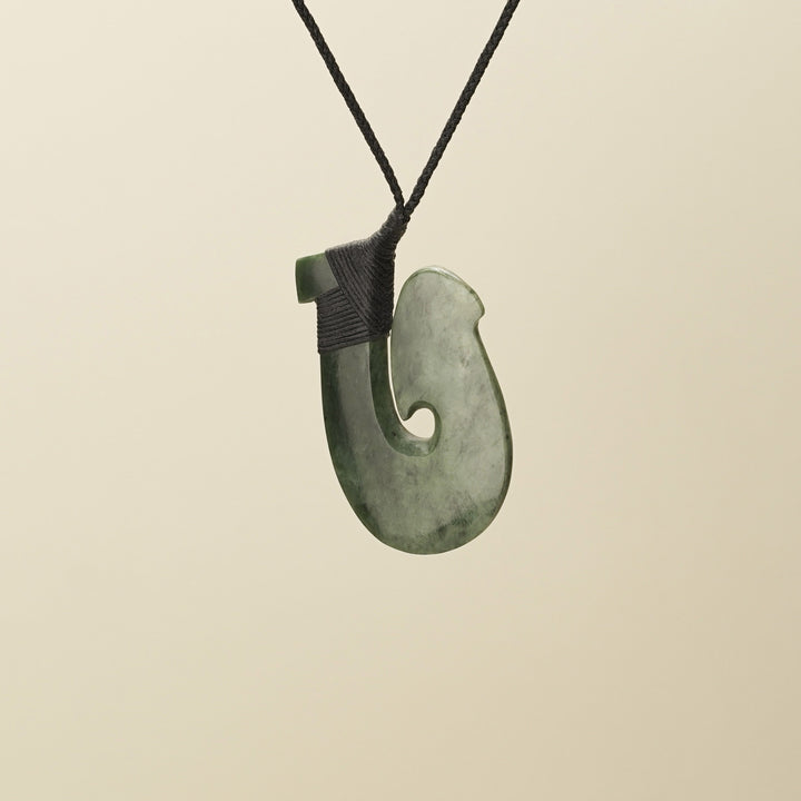 Large Inanga Pounamu Hei Matau Pendant