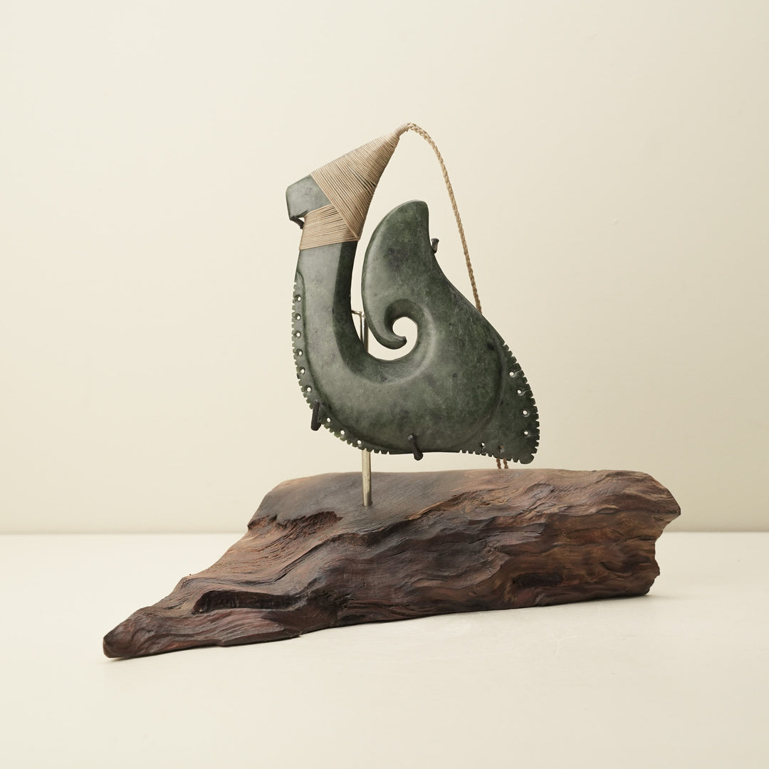 Hei Matau Kawakawa Pounamu Sculpture