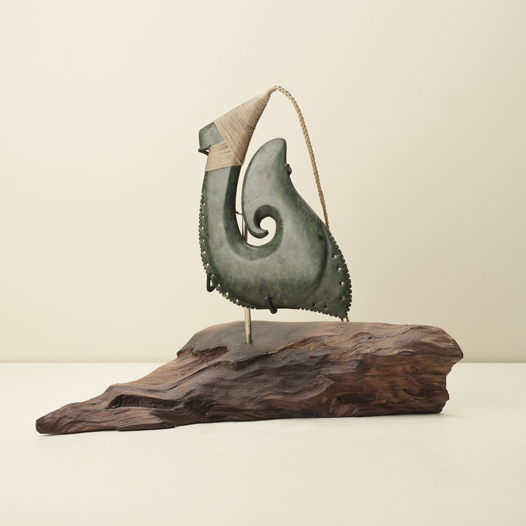 Hei Matau Kawakawa Pounamu Sculpture