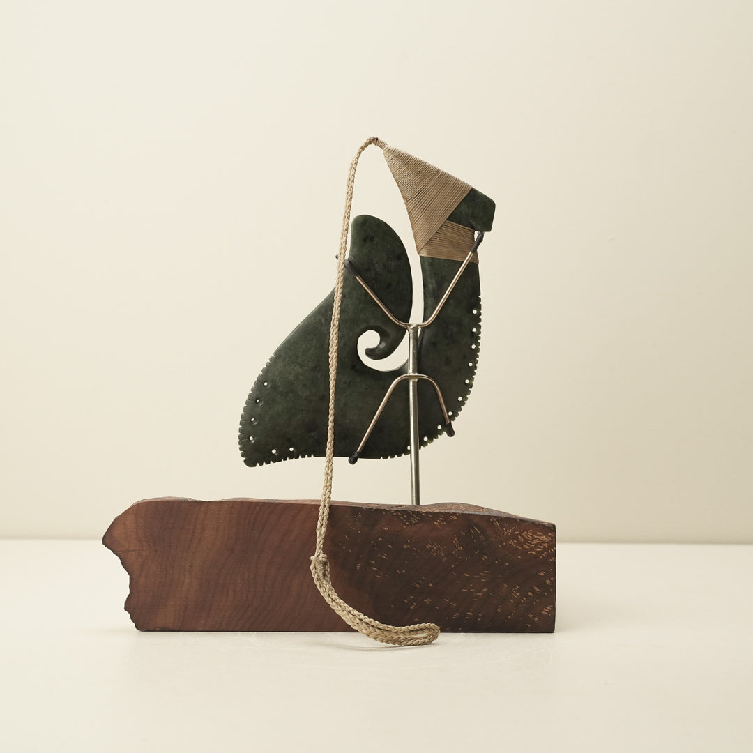 Hei Matau Kawakawa Pounamu Sculpture