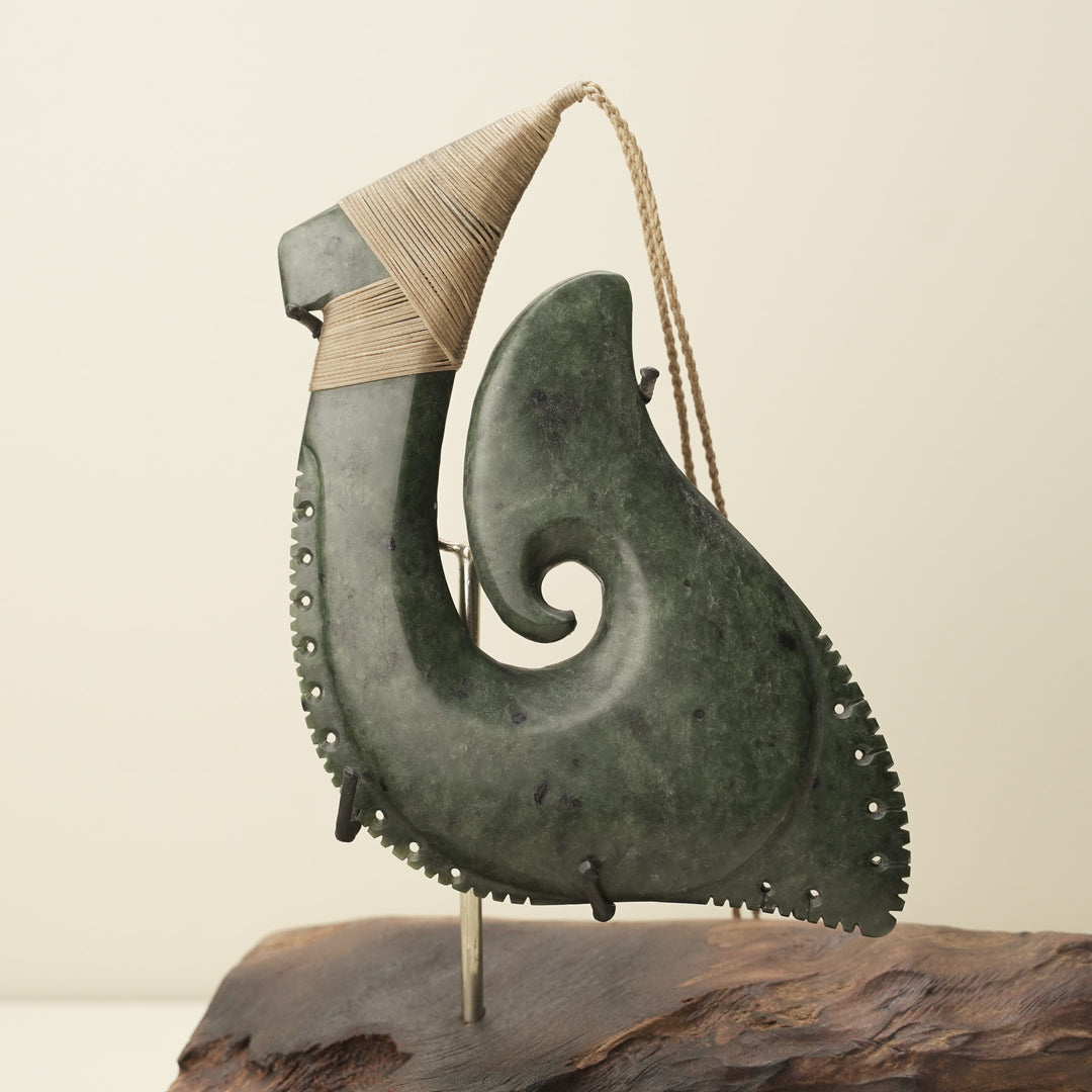 Hei Matau Kawakawa Pounamu Sculpture