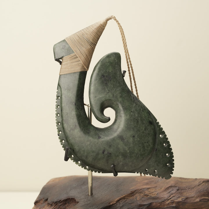 Hei Matau Kawakawa Pounamu Sculpture