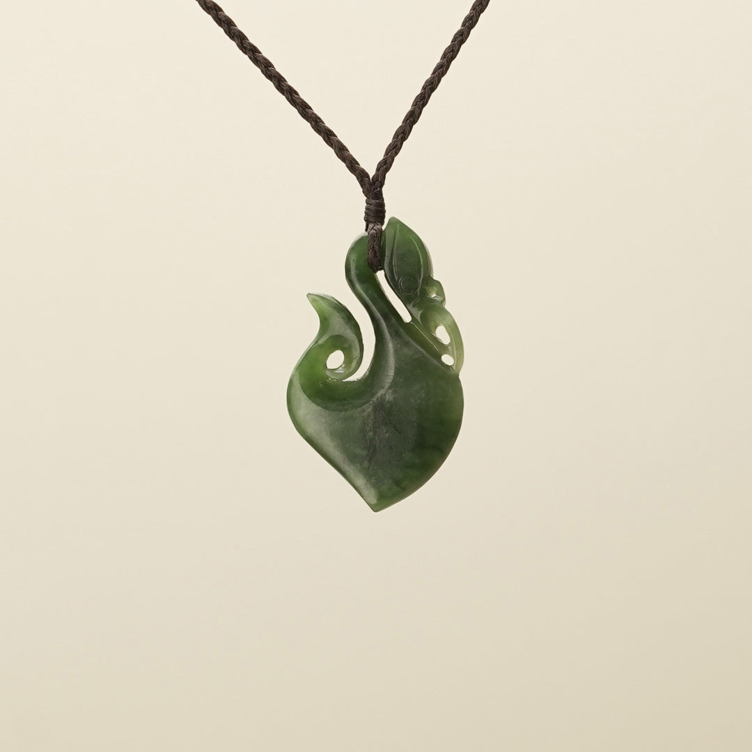 Medium Manaia Flower Pounamu Pendant