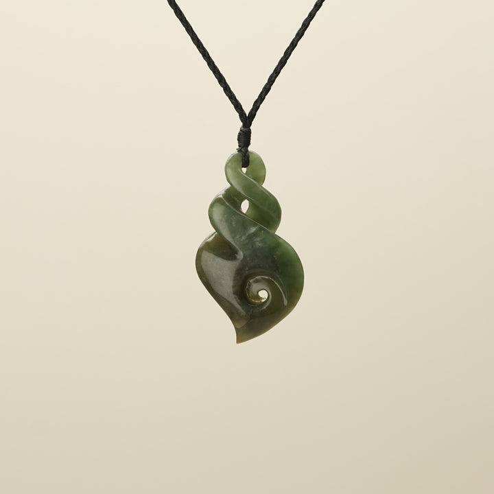 Large Pikorua Koru Raukaraka Pounamu Pendant