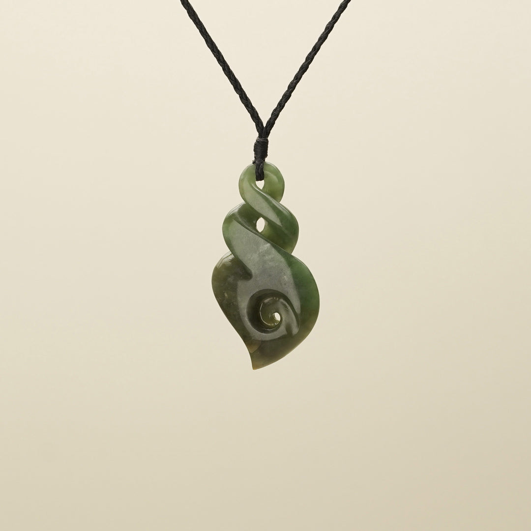 Large Pikorua Koru Raukaraka Pounamu Pendant