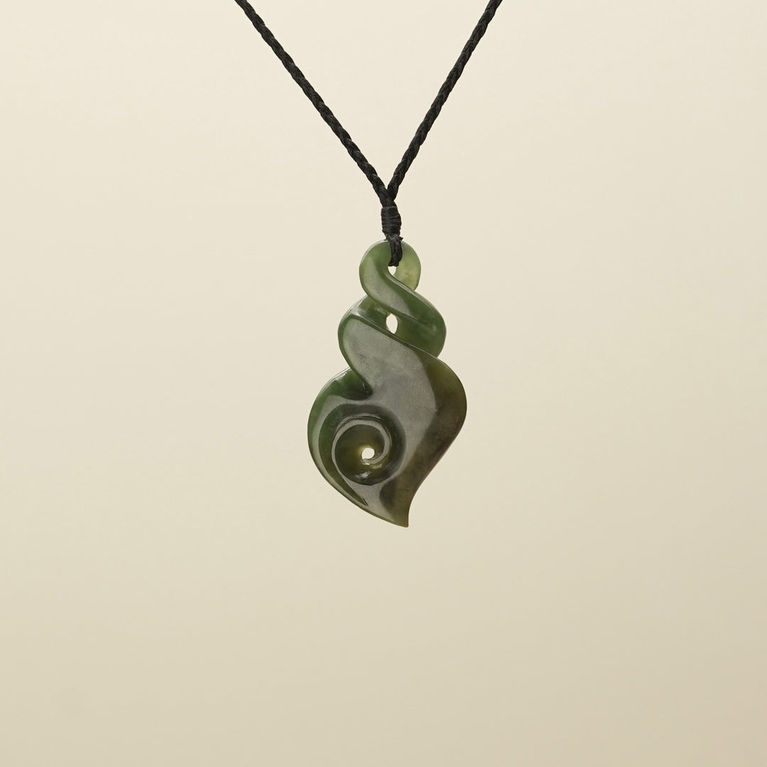Large Pikorua Koru Raukaraka Pounamu Pendant