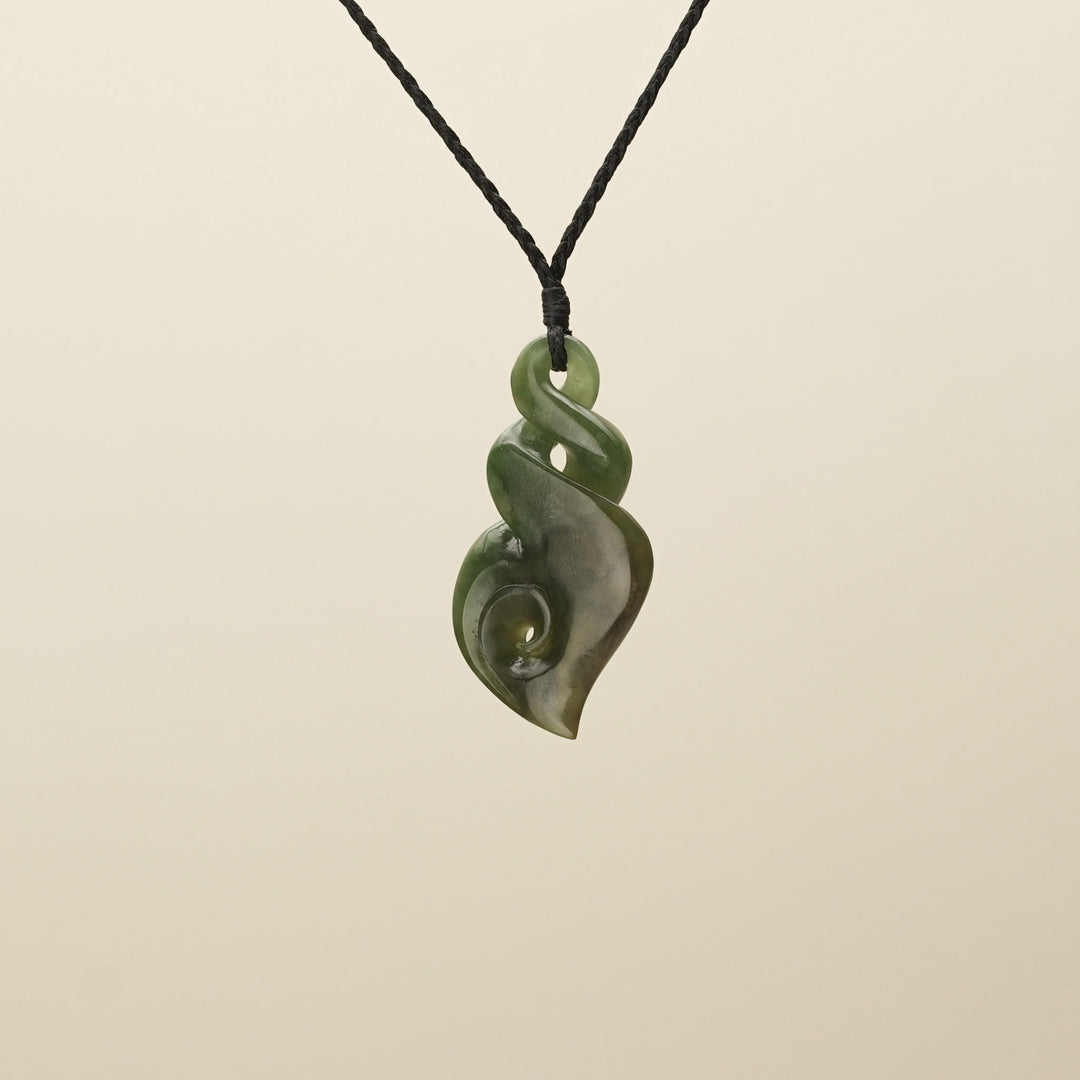 Large Pikorua Koru Raukaraka Pounamu Pendant