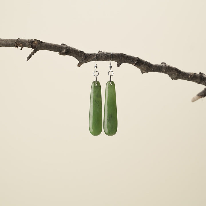 Small Drop Pounamu Earrings 45mm