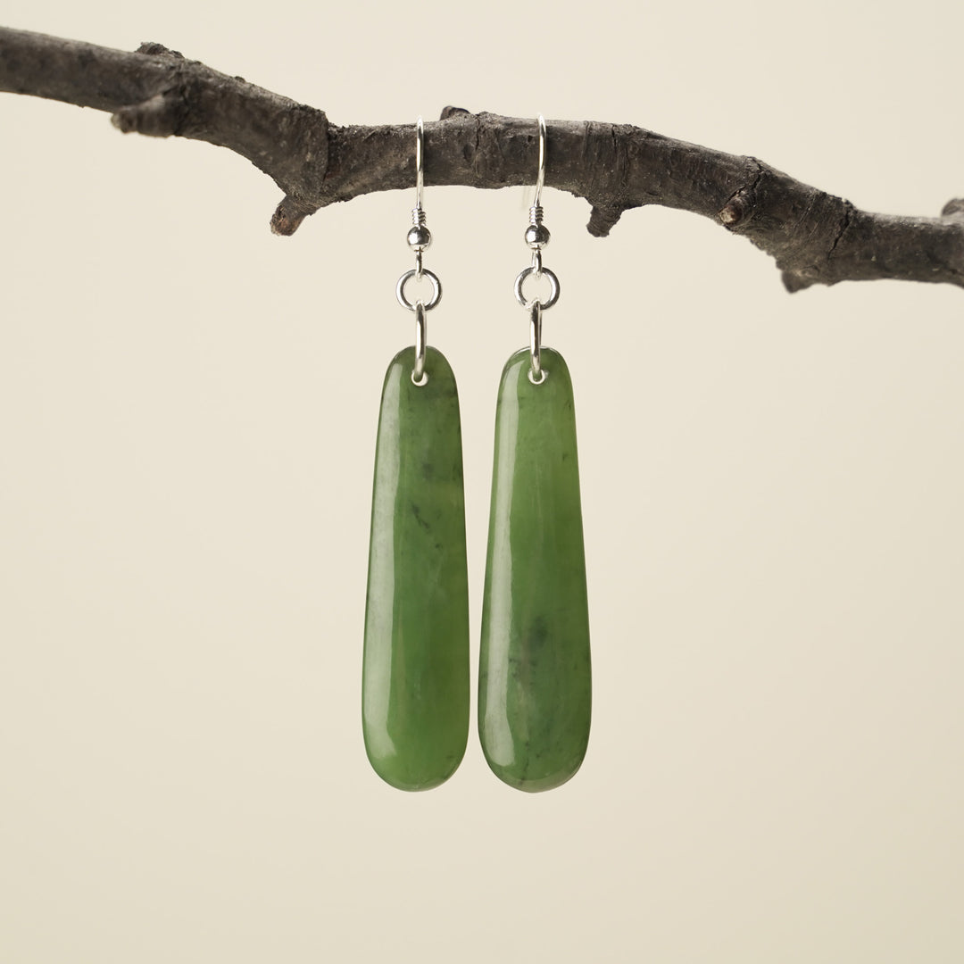 Small Drop Pounamu Earrings 45mm