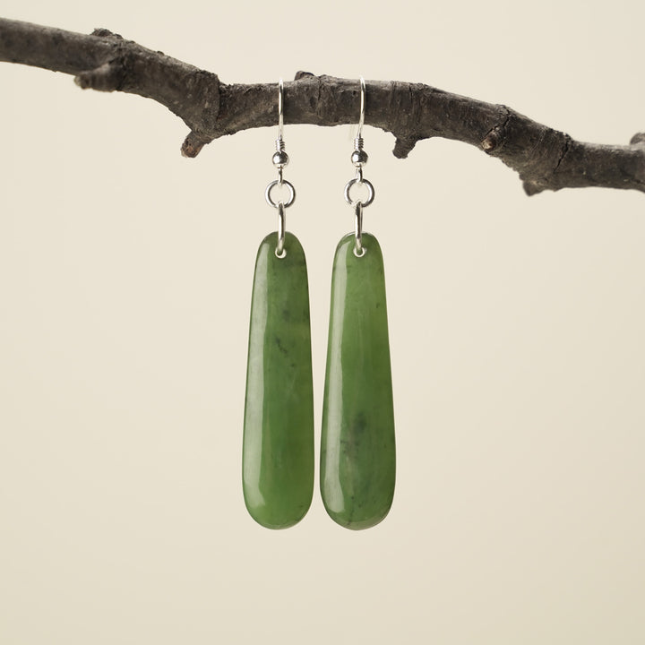 Small Drop Pounamu Earrings 45mm