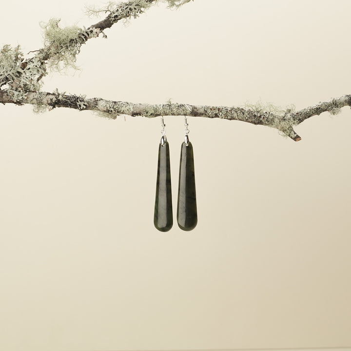 Drop Pounamu Large Earrings 65mm