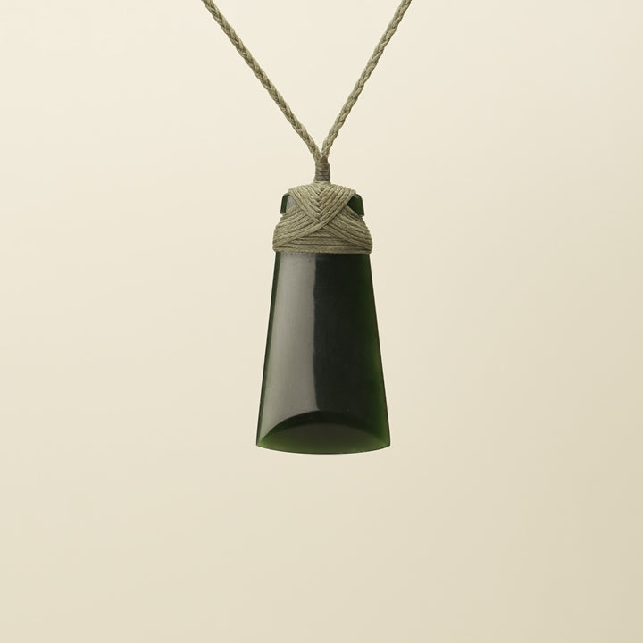 Medium Large Kawakawa Toki Pounamu Pendant Khaki Binding
