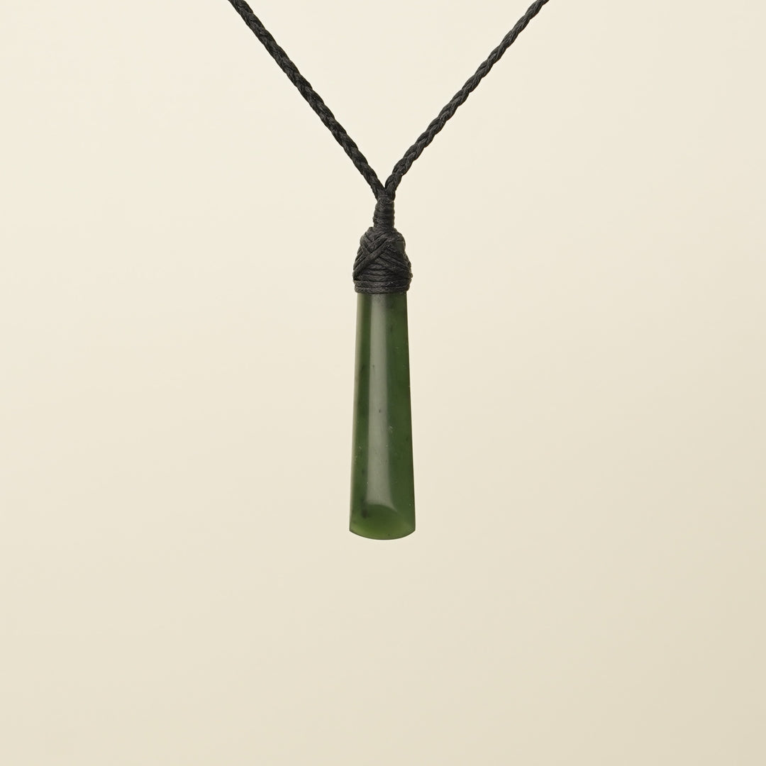 Toki Kahurangi Pounamu Extra Small Pendant Black Binding