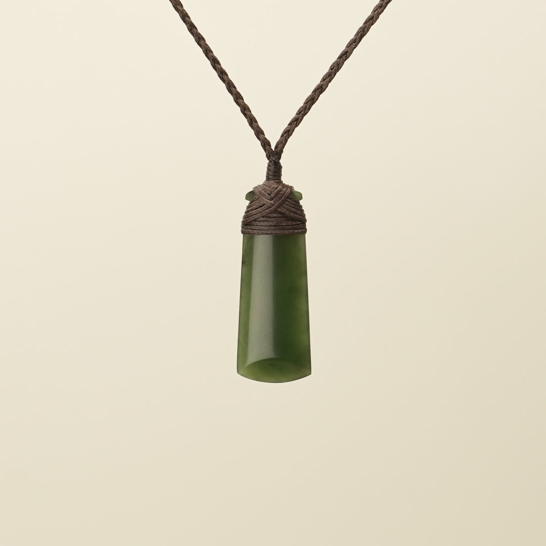 Toki Kahurangi Pounamu Extra Small Pendant Brown Binding