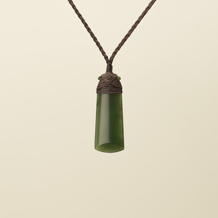 Toki Kahurangi Pounamu Extra Small Pendant Brown Binding