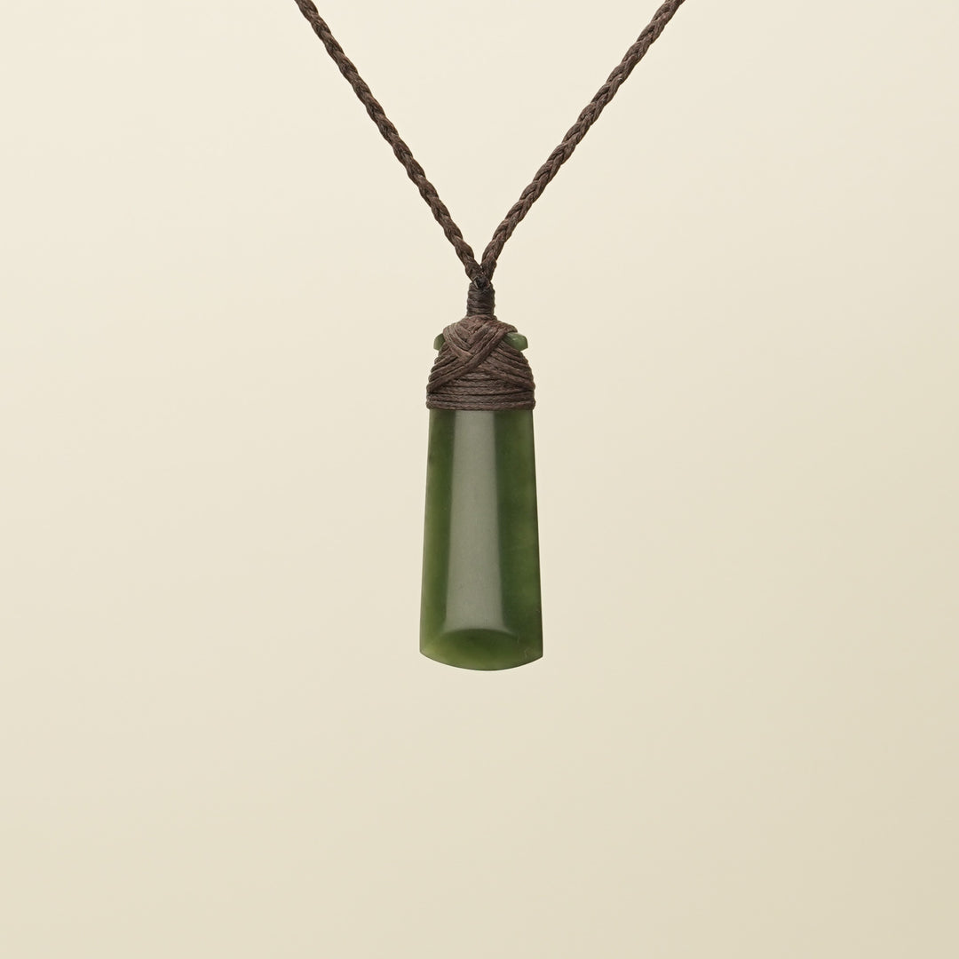 Toki Kahurangi Pounamu Extra Small Pendant Brown Binding