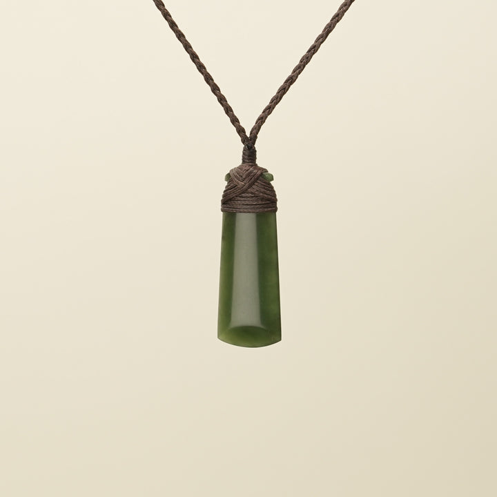 Toki Kahurangi Pounamu Extra Small Pendant Brown Binding