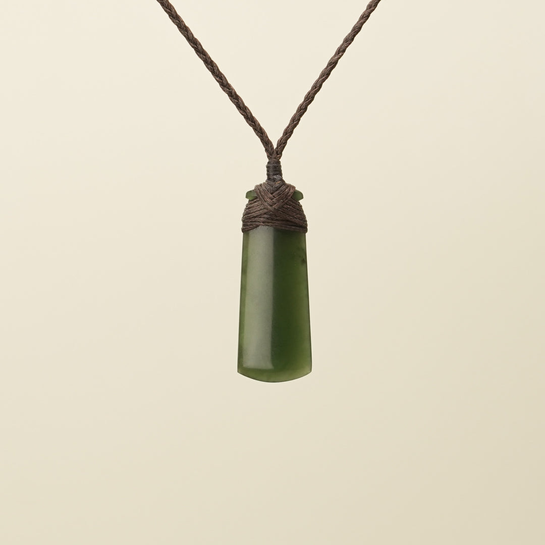 Toki Kahurangi Pounamu Extra Small Pendant Brown Binding
