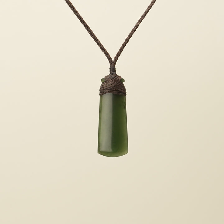 Toki Kahurangi Pounamu Extra Small Pendant Brown Binding
