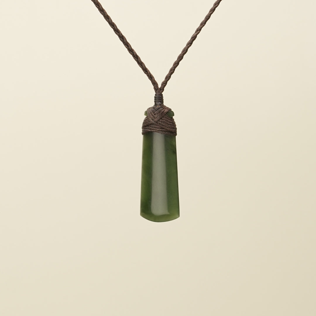 Toki Kahurangi Pounamu Extra Small Pendant Brown Binding