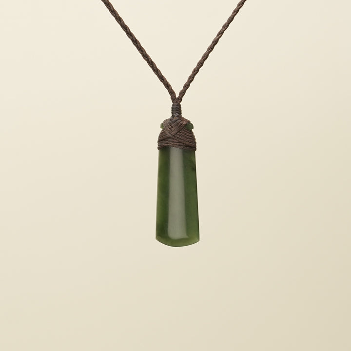 Toki Kahurangi Pounamu Extra Small Pendant Brown Binding